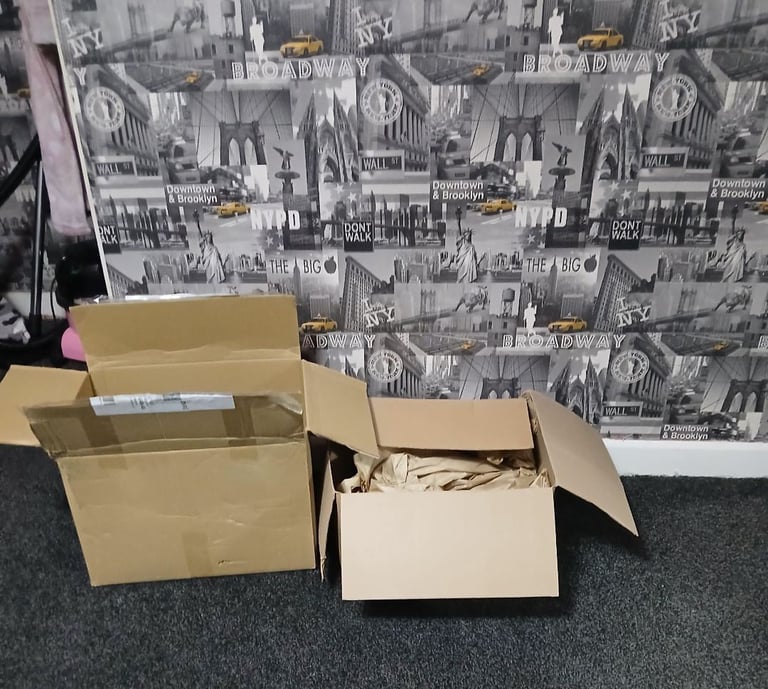 Cardboard boxes x2 & packaging 
