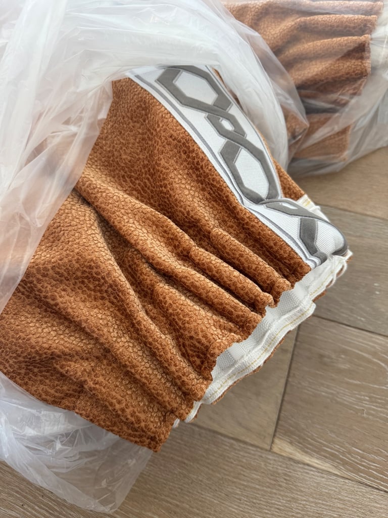 image for 2 Pairs Of Luxury Orange Curtains – 2.96m Drop – Soft-Touch Fabric – Excellent Condition