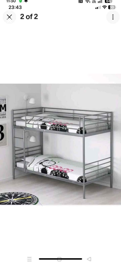 Ikea Sparta Metal Bunks Sleeper Cabin Loft Single Bed Frame Kids Child Teenager Landlord Rental B&B 