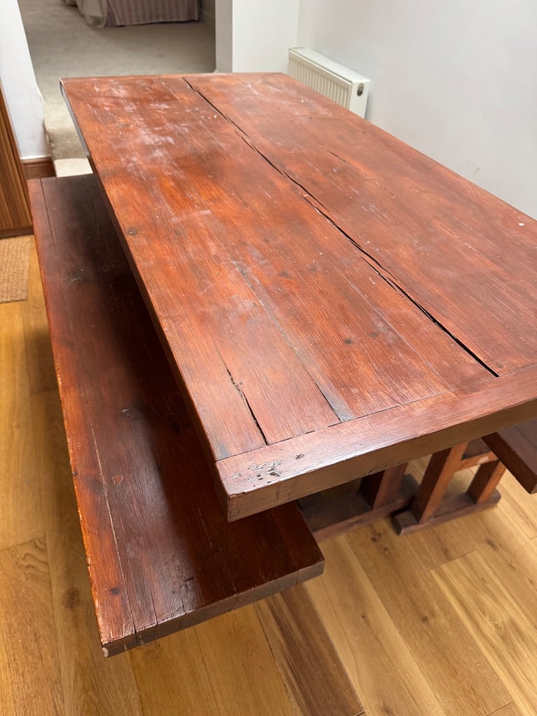 image for Hand made table and bench seating 