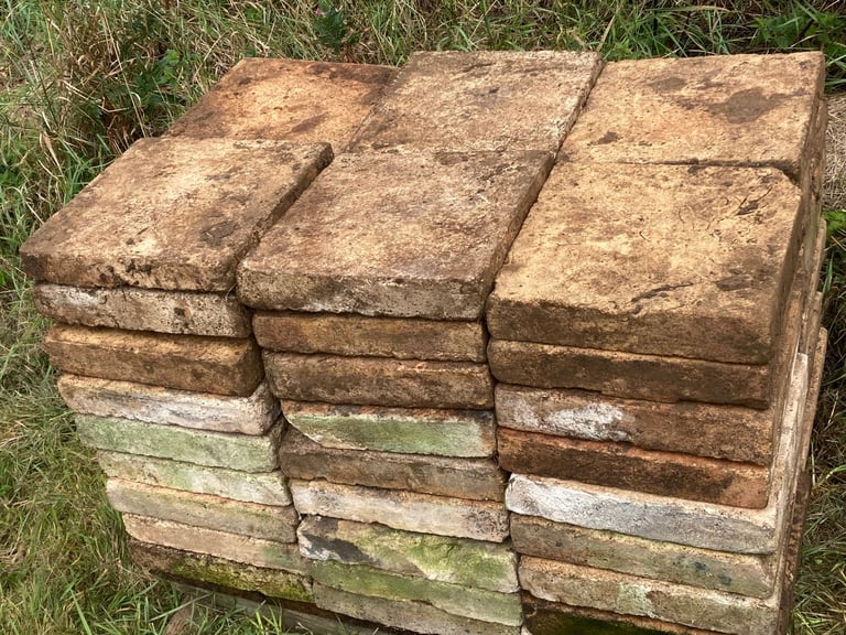 Victorian clay large  buff coloured floor tiles for conservatory/ greenhouse for sale. Reclaimed