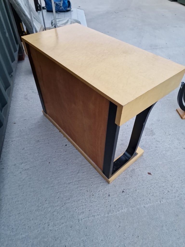Art Deco Style Maple Console Dressing Table With Freestanding Mirror
