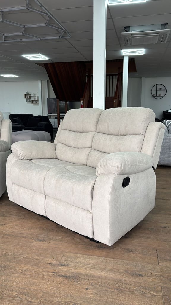 Beige Fabric 3+2+1 Seater Sofa Set Manual Recliner 