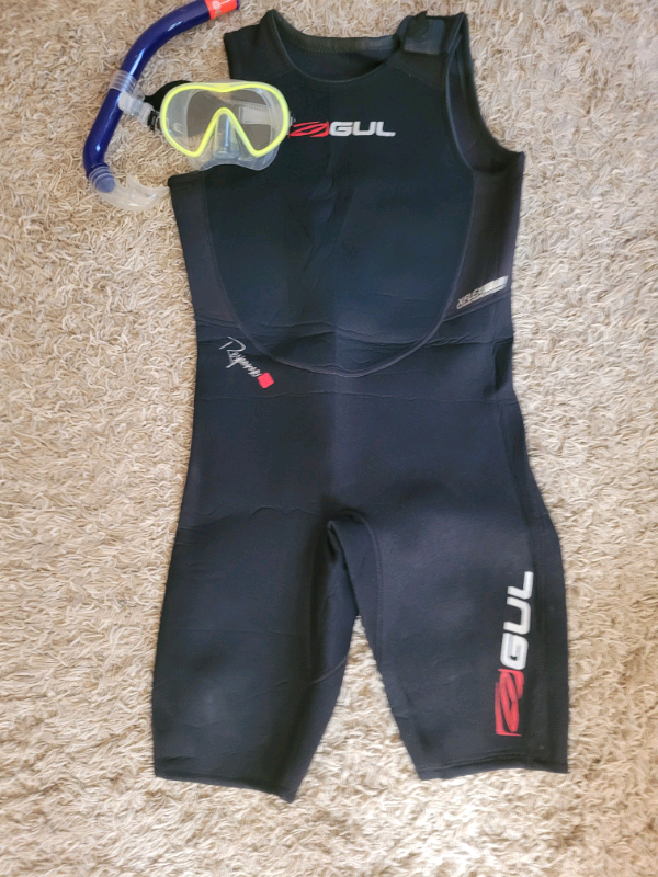 Mens L Gul half wetsuit and oceanic snorkel and mask