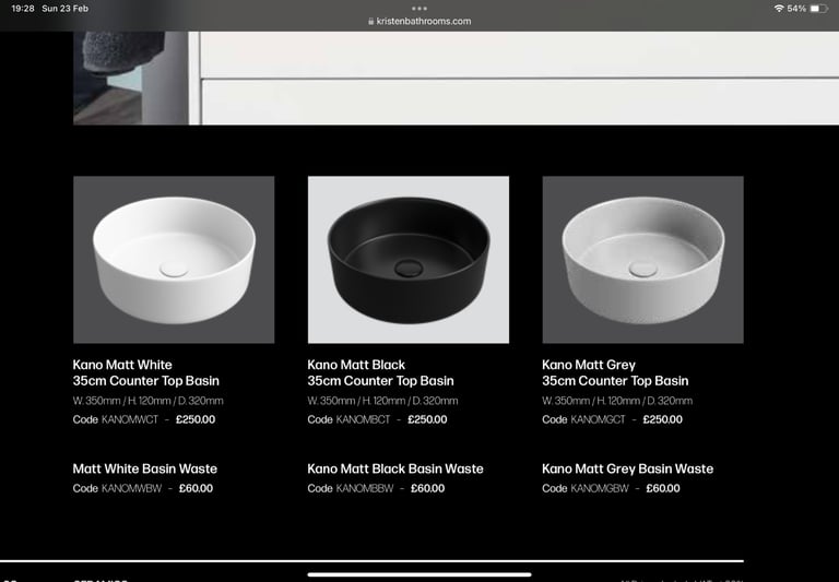 Kano 35cm Matt grey countertop basin 