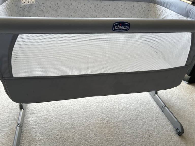 image for Chicco next2me side sleeping crib light grey with mattress 