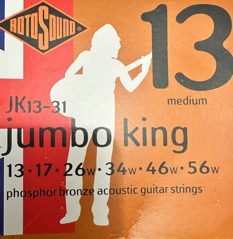 image for Guitar strings Phosphor Bronze Accoustic guitar strings. Medium   Jumbo King Roto Sound NEW