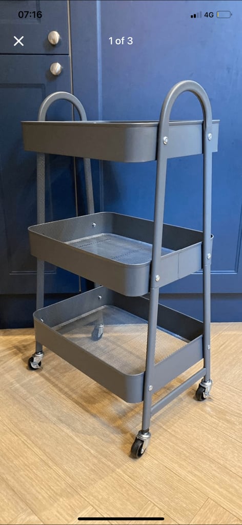 Anthracite grey metal kitchen storage trolley new 