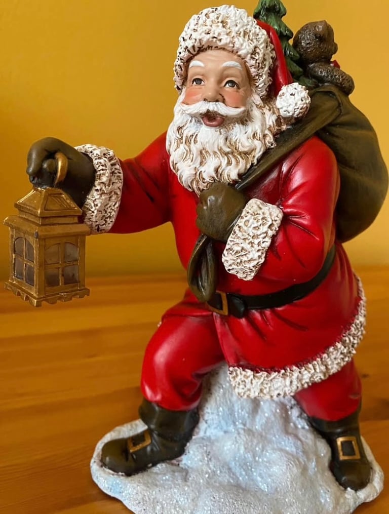 image for Aynsley Christmas Figurine, Santa with LED lantern