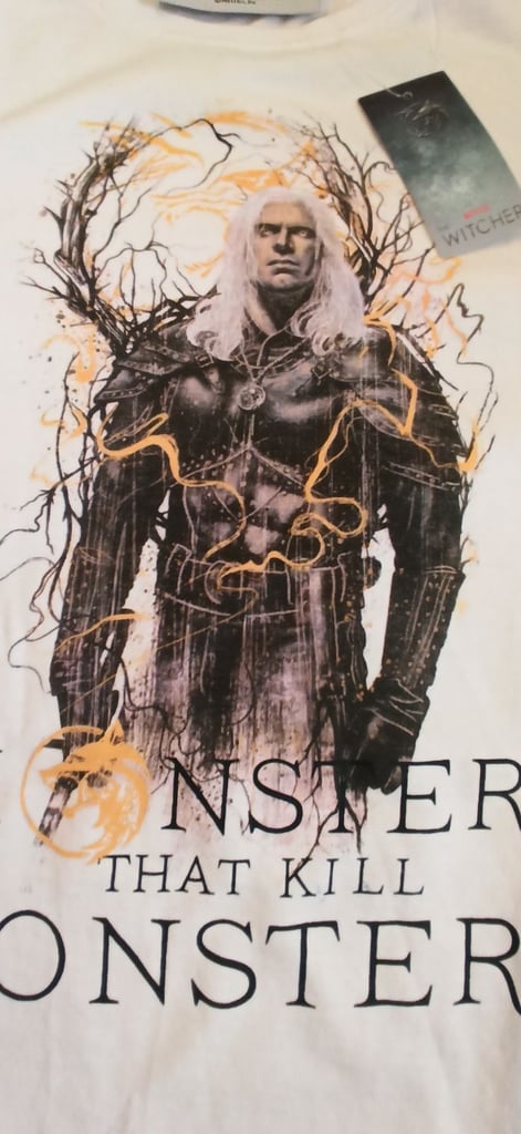 image for The Witcher T-Shirt White Monsters That Kill Monsters