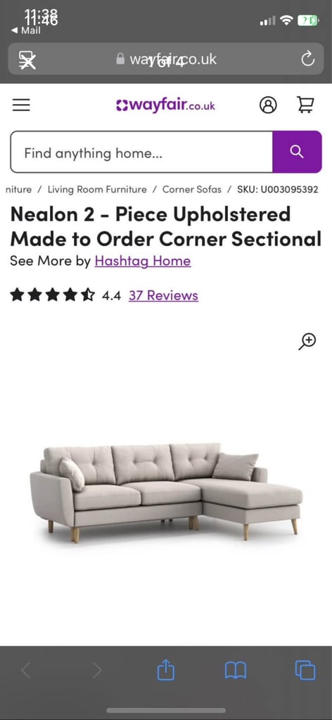 image for Brand new wayfair L shaped sofa/sofa bed