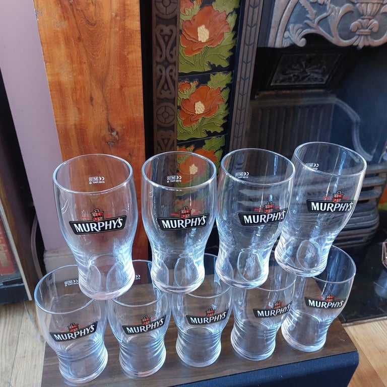Nine Murphy's Irish Stout Beer Pint Glasses 