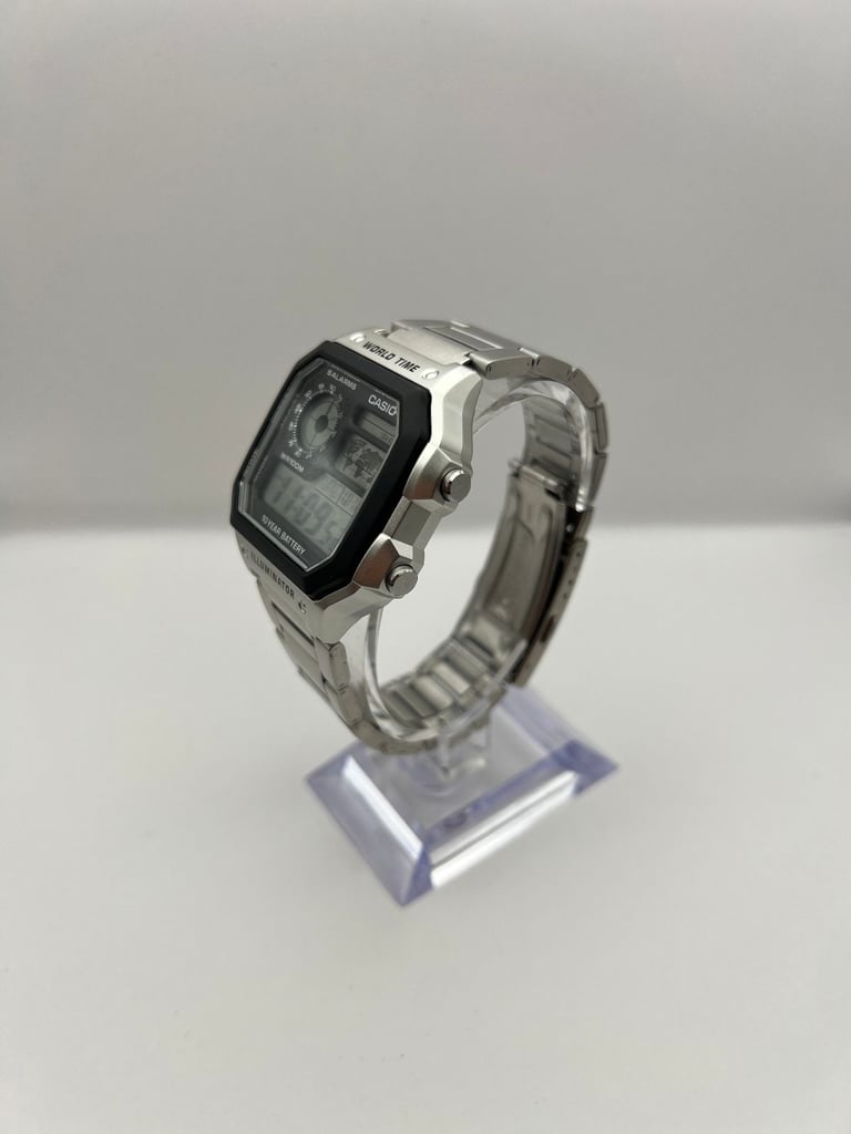 Casio Royale Illuminator AE-1200WHD-1AVEF - Digital World Time Watch, Box & Papers