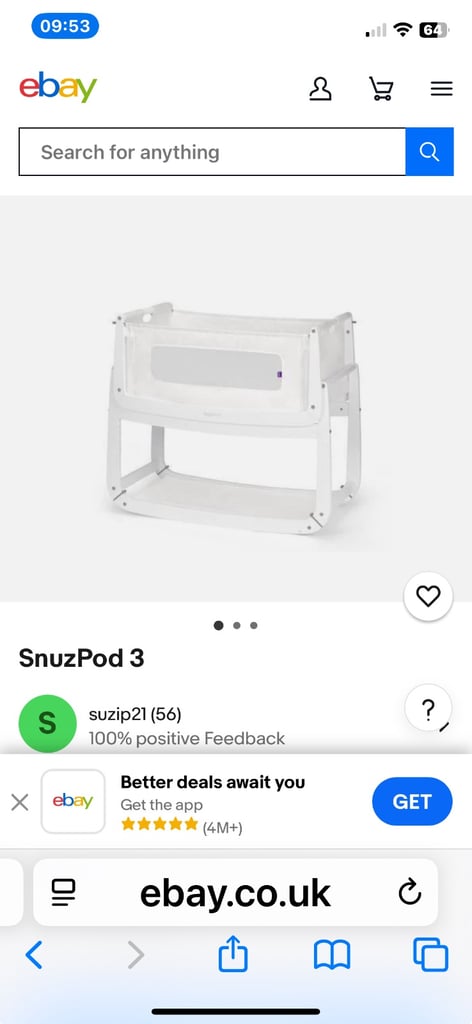 image for Snuzpod white baby crib for sale