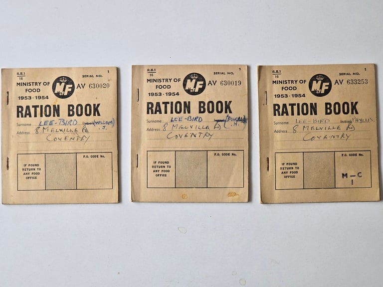 Antique Post WWII UK Home Front Rations Booklets 