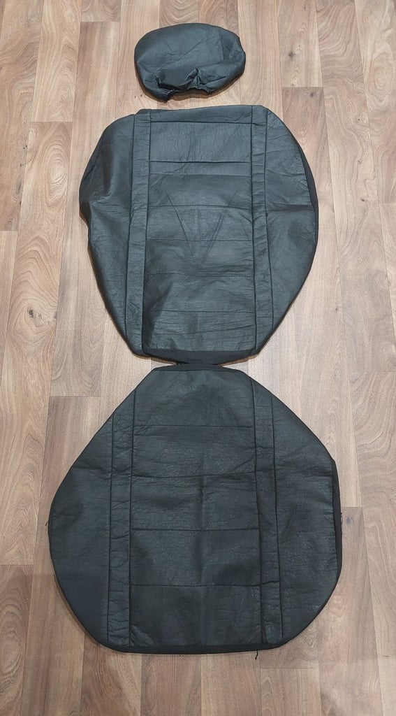 JUST REDUCED FURTHER AGAIN FOR QUICK SALE   BLACK FAUX LEATHER FULL SEAT COVER SET / FRONT & REAR