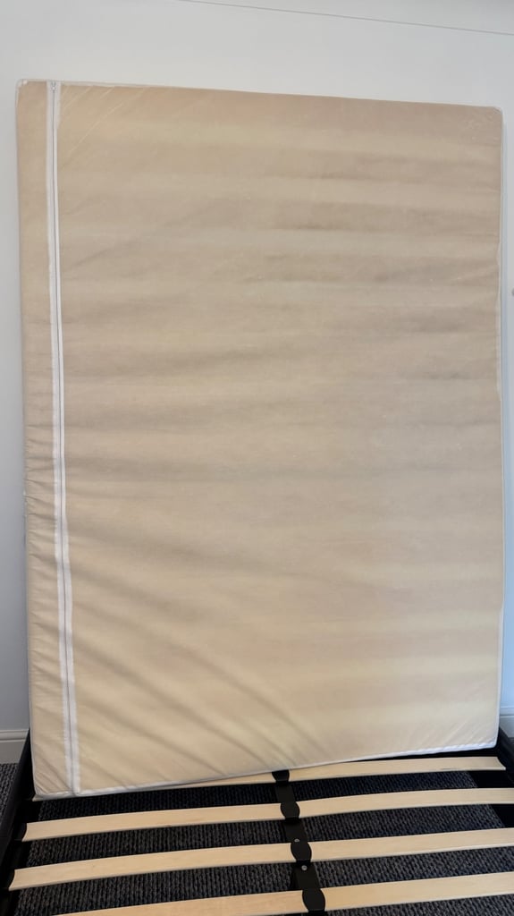 Double bed and mattress / Black bed frame