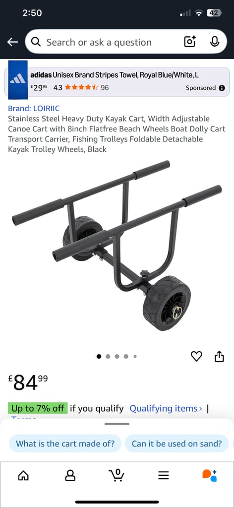 Kayak canoe trolly cart boat dolly transport carrier 