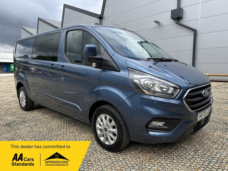 image for 2020 (70) FORD TRANSIT CUSTOM 320 LIMITED CREWCAB 2.0 130 LWB BLUE 6 SEATS