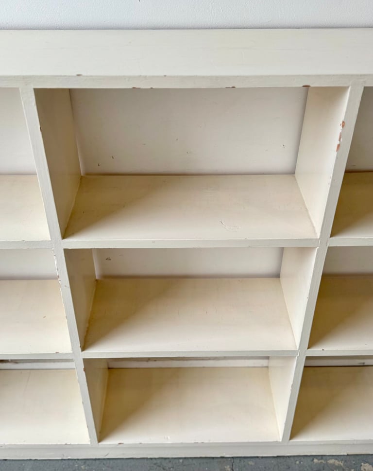 Vintage Open Bookcase Painted White