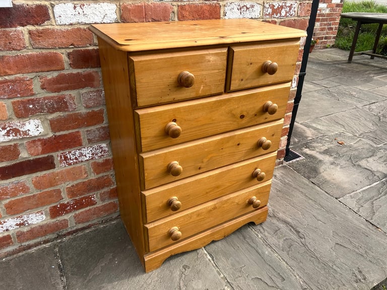 Large Solid Pine Chest of Drawers - Good Condition 