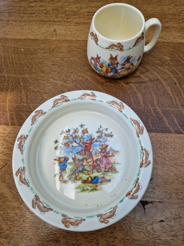 image for PRICE DROP Vintage Bunnykins Childs mug and bowl set