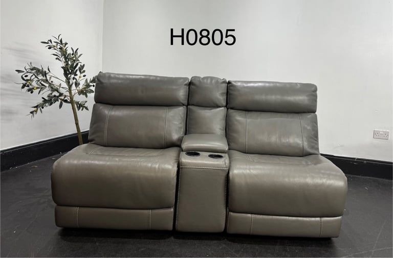 Mushroom Grey Fixed Back Armless 2 Seater Sofa With Drinks Holder  £95 Free Local Delivery