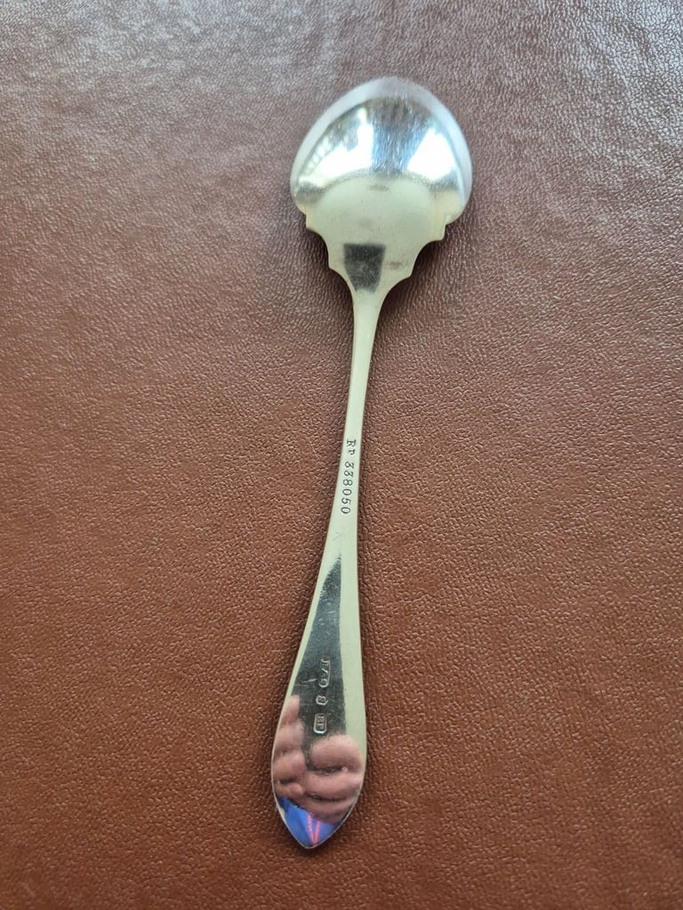 Vintage rare patterned spoon with RD 338050 B & S S BP markings on the back