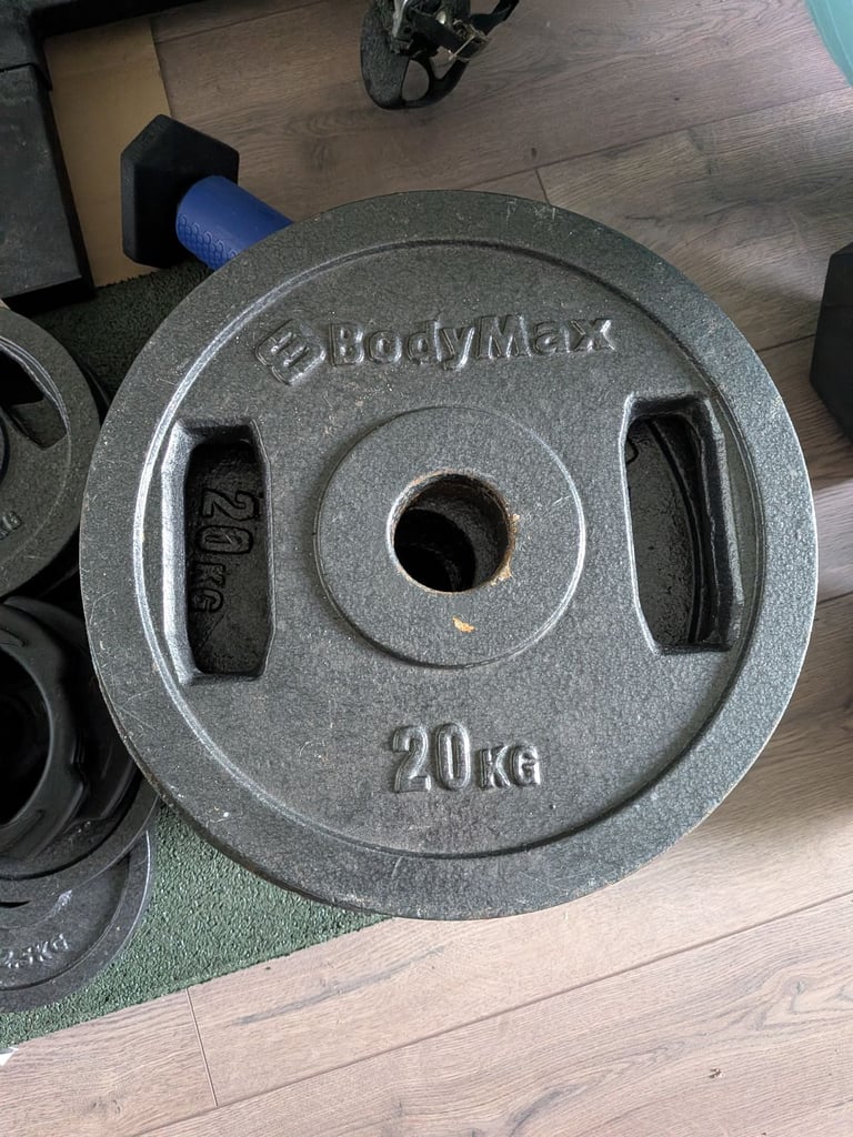 image for Gym equipment - weight plates, barbells,  dumbbells, squat rack, exercise bike, bench