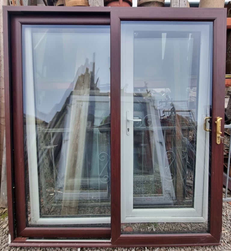 image for Used Brown UPVC Sliding Door French Patio Double 1895mm W x 2080mm H