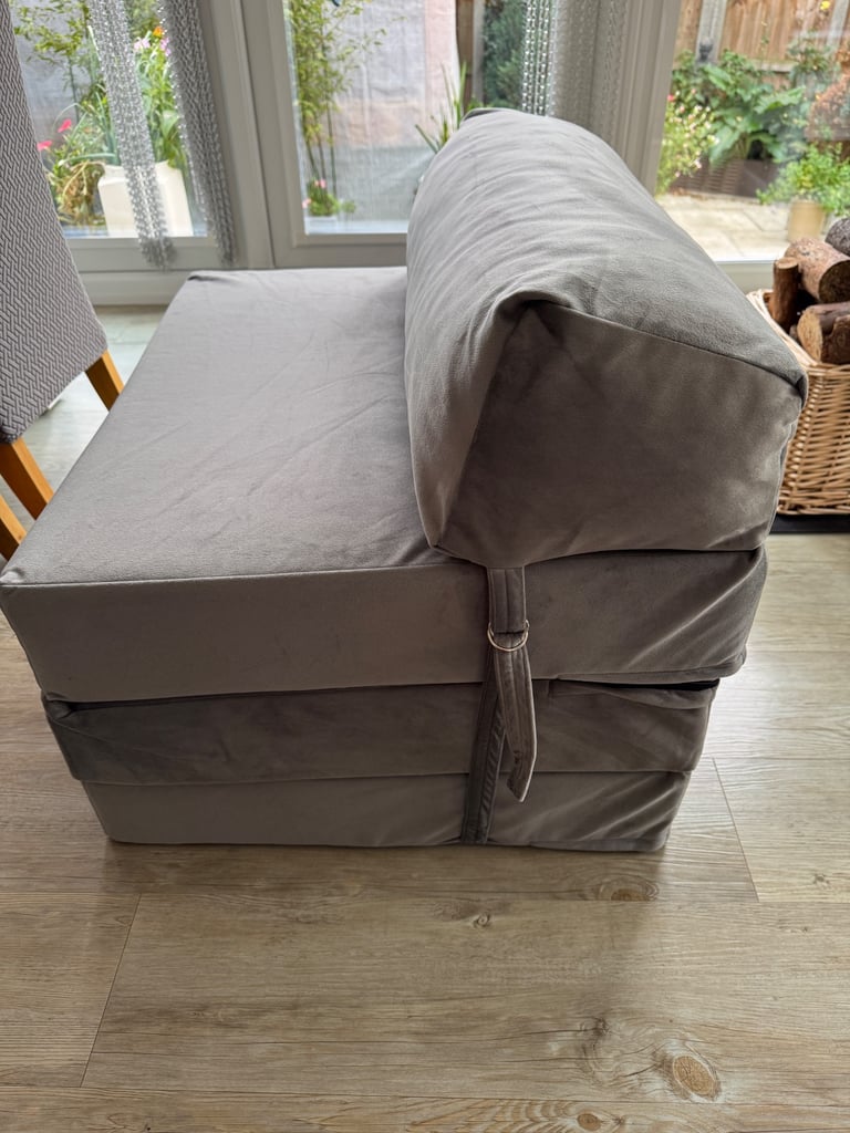 Folding foam bed chair ( single ) grey 