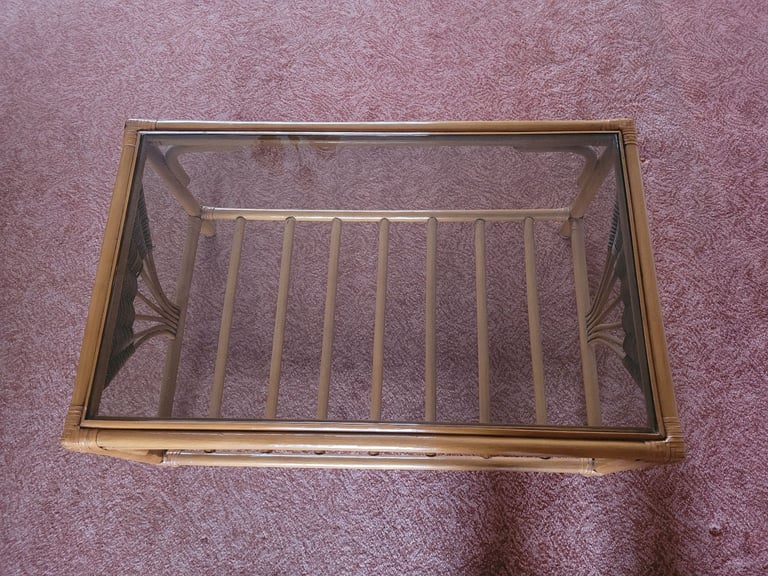 Bamboo Coffee Table With Glass Top