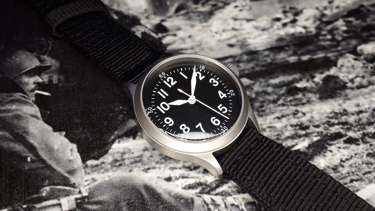 A  'World War 2 - A11' Style Homage Quartz Watch With Sweeping Seconds Hand.