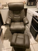 Recliner swivel chair and footstool 