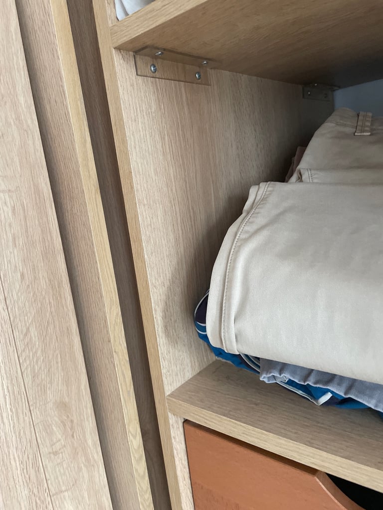 Fitted bedroom wardrobe, beech colour
