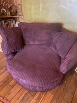 Cuddle round swivel purple chair 