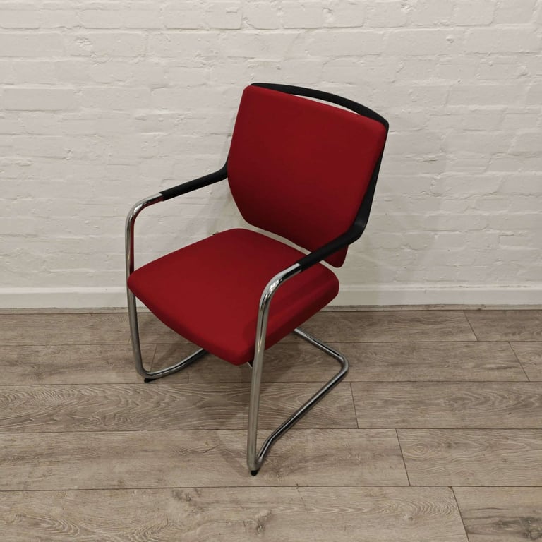 Sedus Conference Chair – Red Fabric – Chrome Cantilever Frame