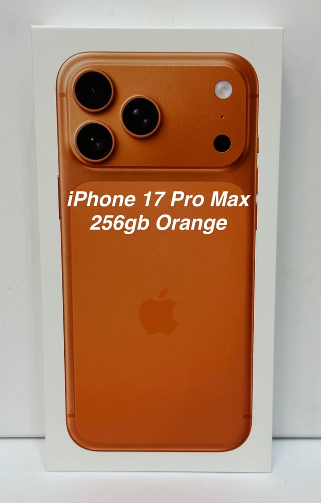 iPhone 17 Pro Max 256gb in Orange Brand New Sealed Box with 1 Year Apple Warranty on Activation