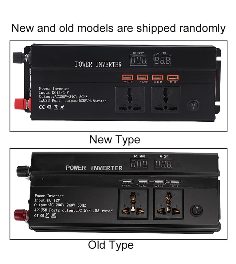 Vehicle Power Inverters, 4000W DC 12/24V to AC 220V LCD Display Car