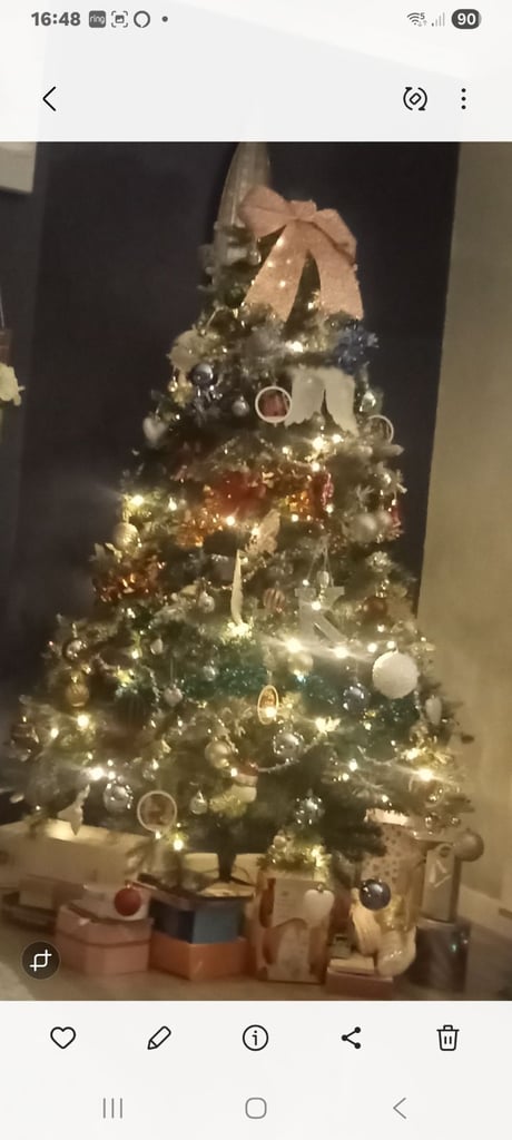 Pre lit christmas tree and decorations