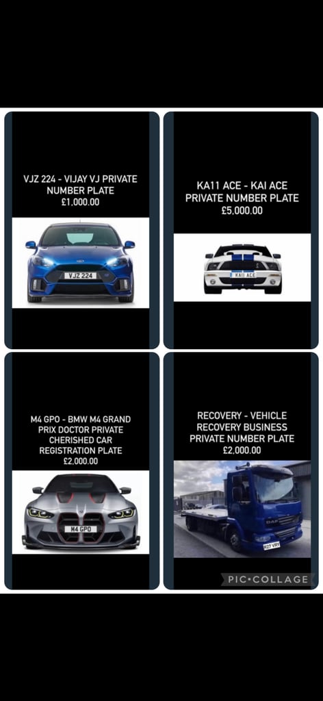 PRIVATE REGISTRATION PLATE NUMBERS