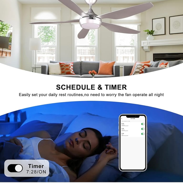 Absolute Bargain! 137cm Reiga Smart Ceiling Fan - Works with Alexa -  Dimmable LED Lighting - Silver