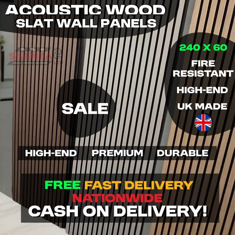 image for Acoustic Slat Wall Panels - Oak, Black, Grey
