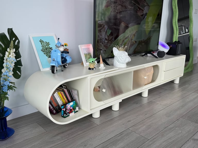 High-Quality TV Stand (White/Cream)