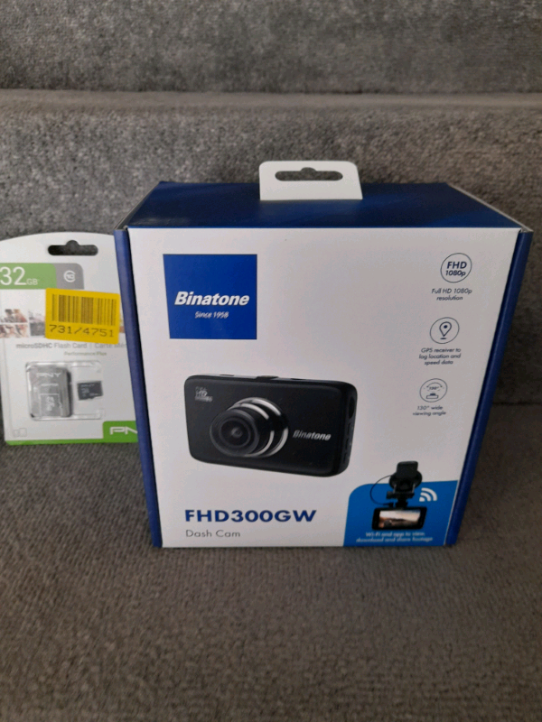 Binatone Dash Cam & 32GB memory Card, both new & unused