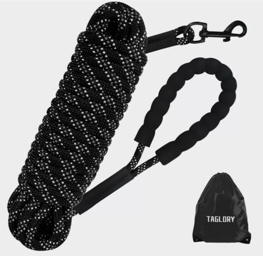 Share Taglory Long Leash for Dog Training,30 FT Reflective Nylon Rope with CLICKER&BAG