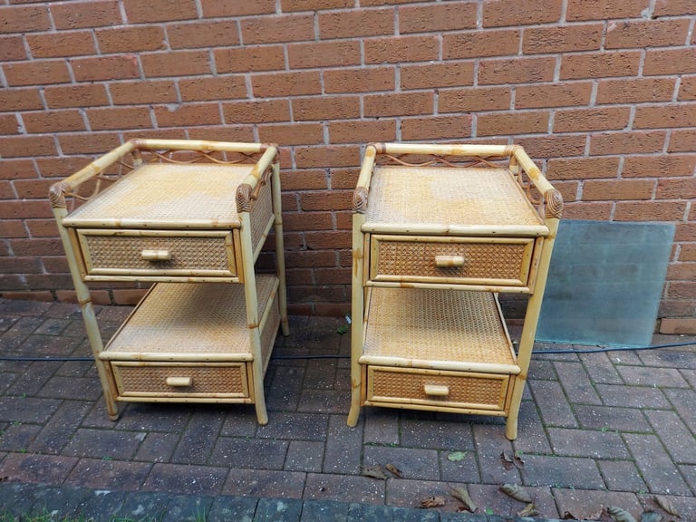 Vintage pair of Angraves cane/bamboo drawers
