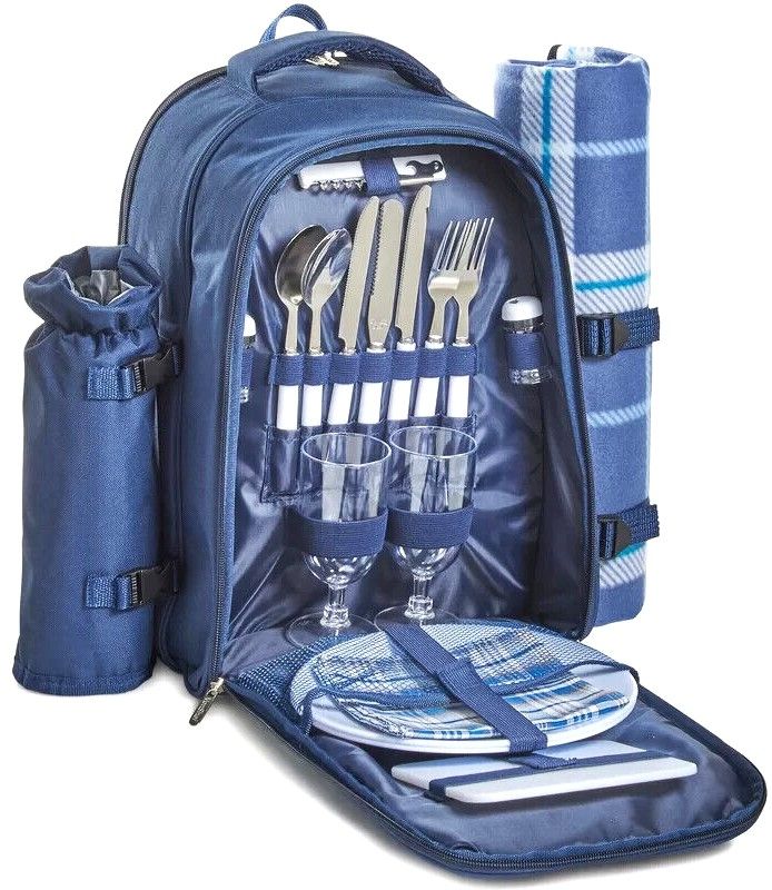 image for Brand New Navy Tartan Picnic Backpack nice Christmas Present!