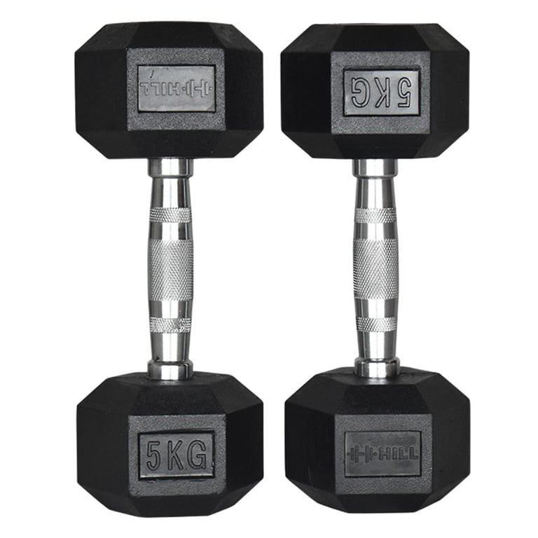 Hill Icon Rubber Hex Dumbbell Set 2.5kg - 15kg - Weights Gym