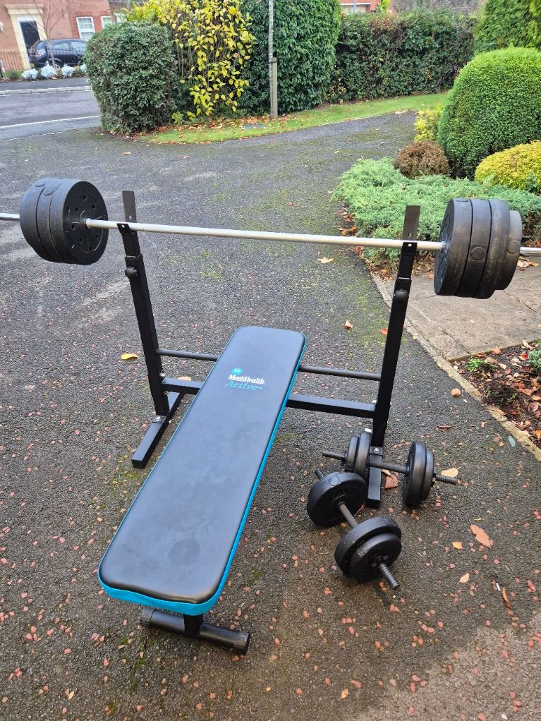 image for Folding weight bench with weights set